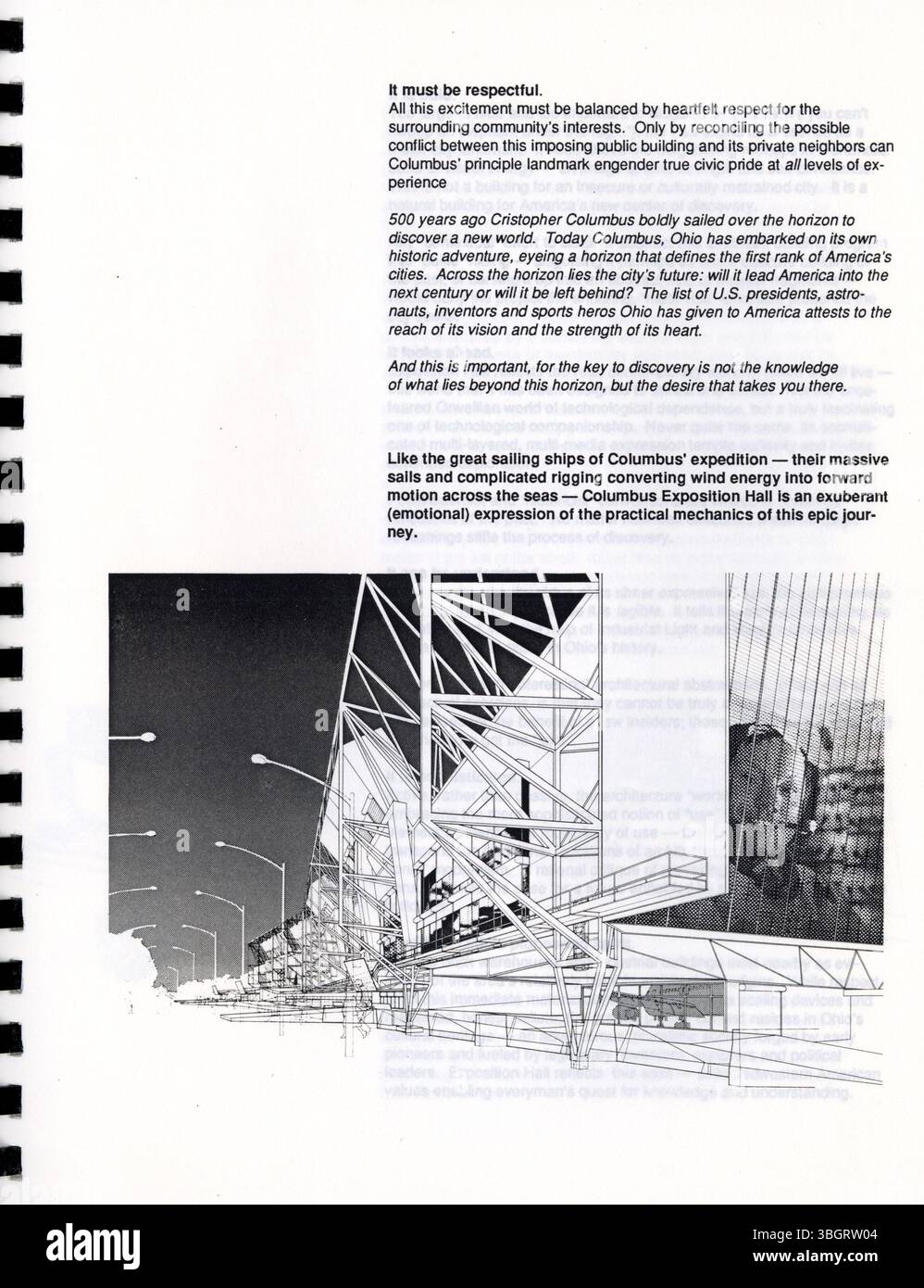 Questa proposta di progettazione per il Columbus Convention Center del 1989 è stata creata dagli architetti Holt Hinshaw Pfau Jones e successivamente sostituita dal progetto vincente di Peter Eisenman. Foto Stock