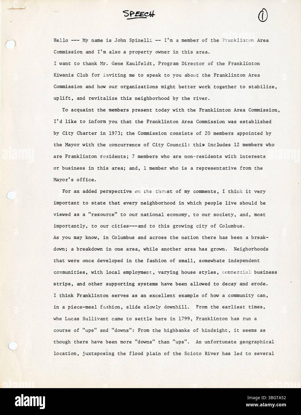 La riunione della commissione dell'area di Franklinton del luglio 1980 si è concentrata sui piani di sviluppo, sulle modifiche della suddivisione in zone e sul miglioramento del coinvolgimento tra residenti, proprietari di immobili e agenzie cittadine. Foto Stock