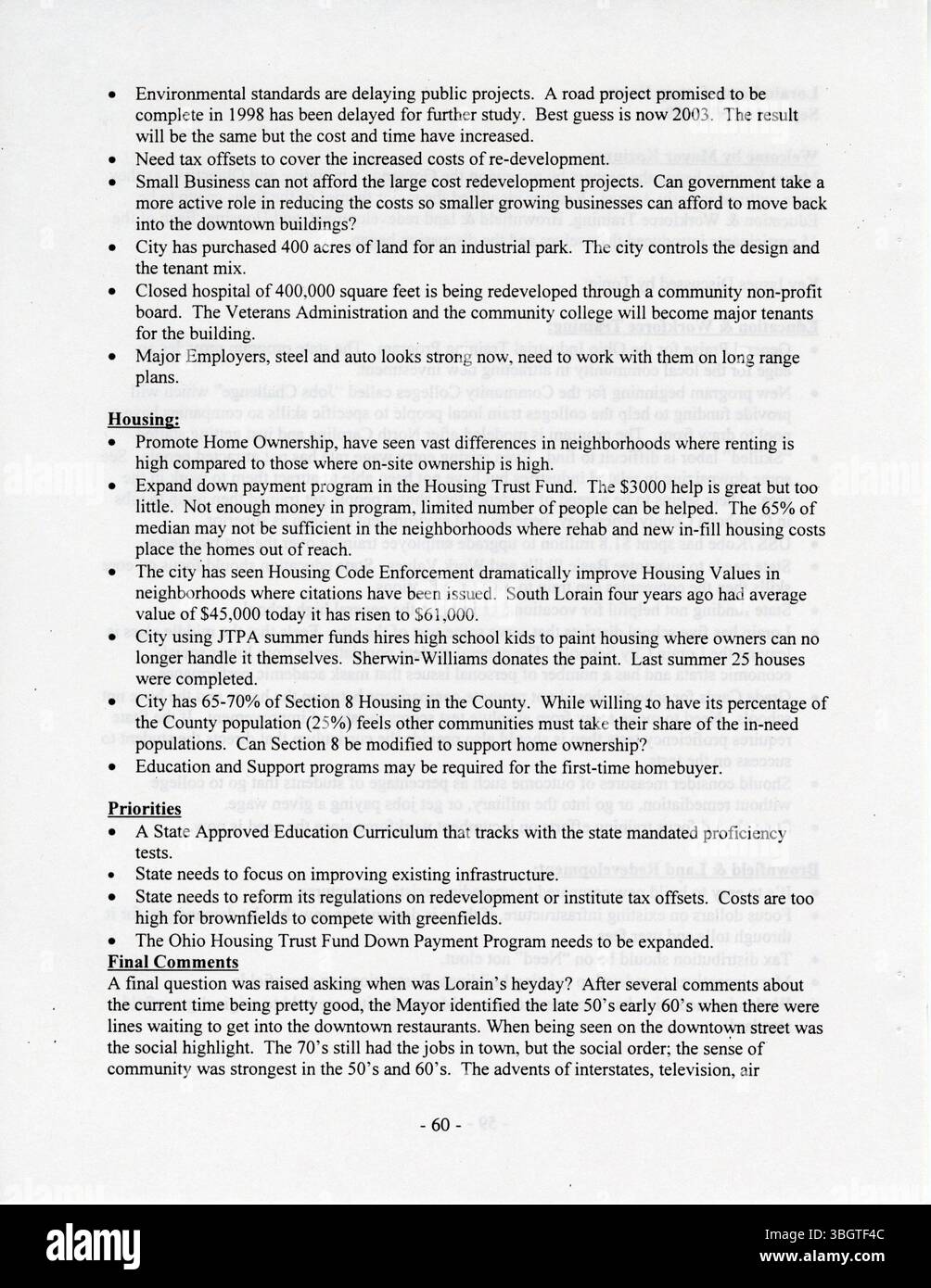 Questo rapporto fornisce un'agenda politica e un rapporto della task force incentrato sulla rivitalizzazione urbana e sulla crescita economica per le città dell'Ohio, delineando strategie per una collaborazione a lungo termine tra lo stato e le città. Foto Stock