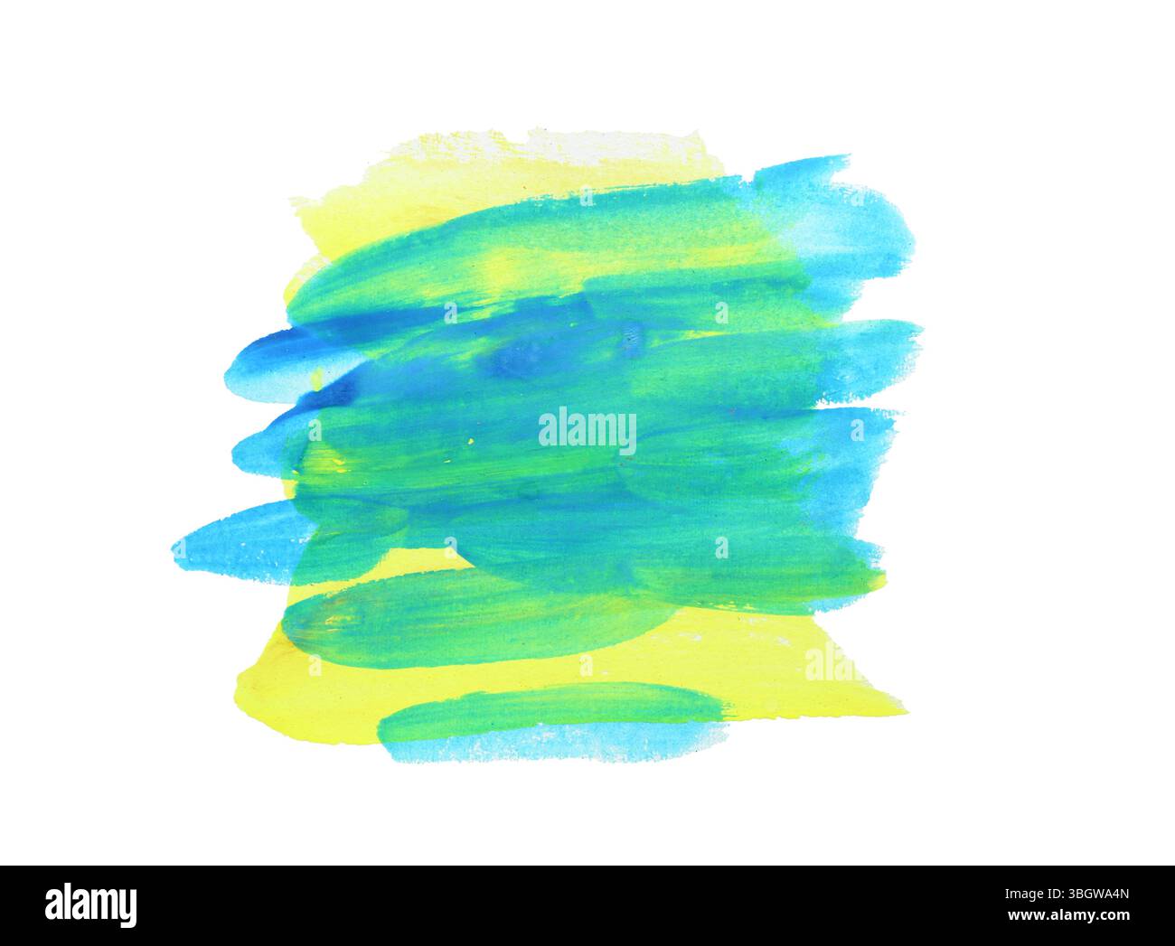 Pennello blu misto giallo isolato su sfondo bianco e con tracciati di ritaglio. Foto Stock