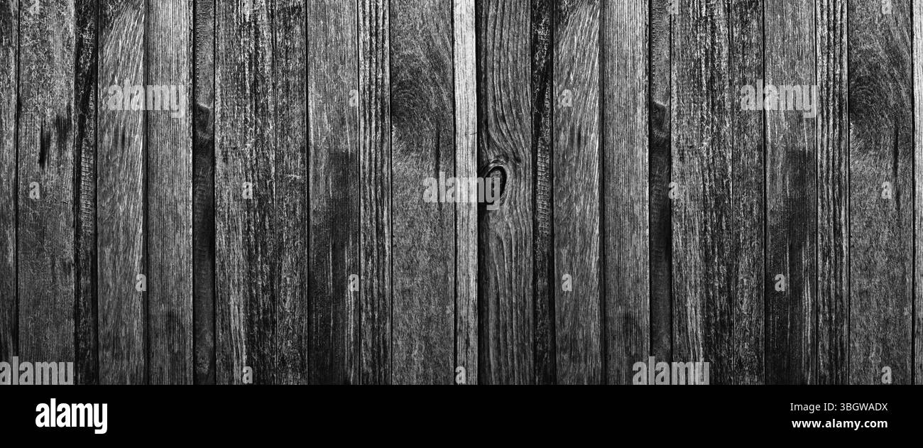 Parete di legno scuro di colore bianco e nero di sfondo decorazione interna, sfondo di legno della tavola intemperie. Foto Stock