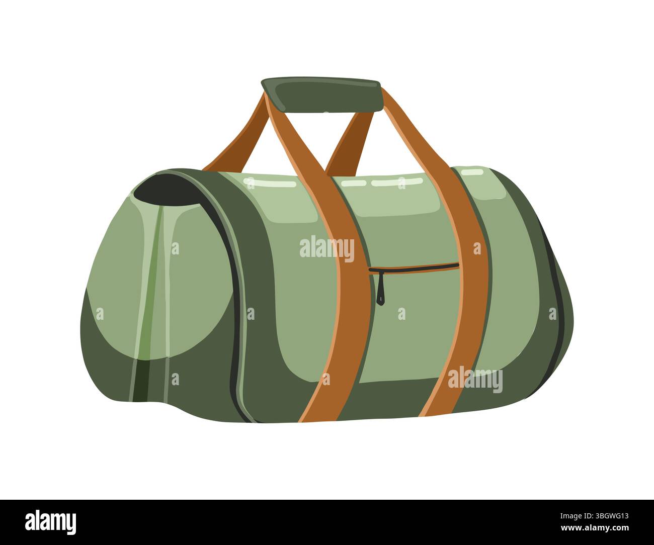 Borsa sportiva verde, illustrazione piatta disegnata a mano Illustrazione Vettoriale
