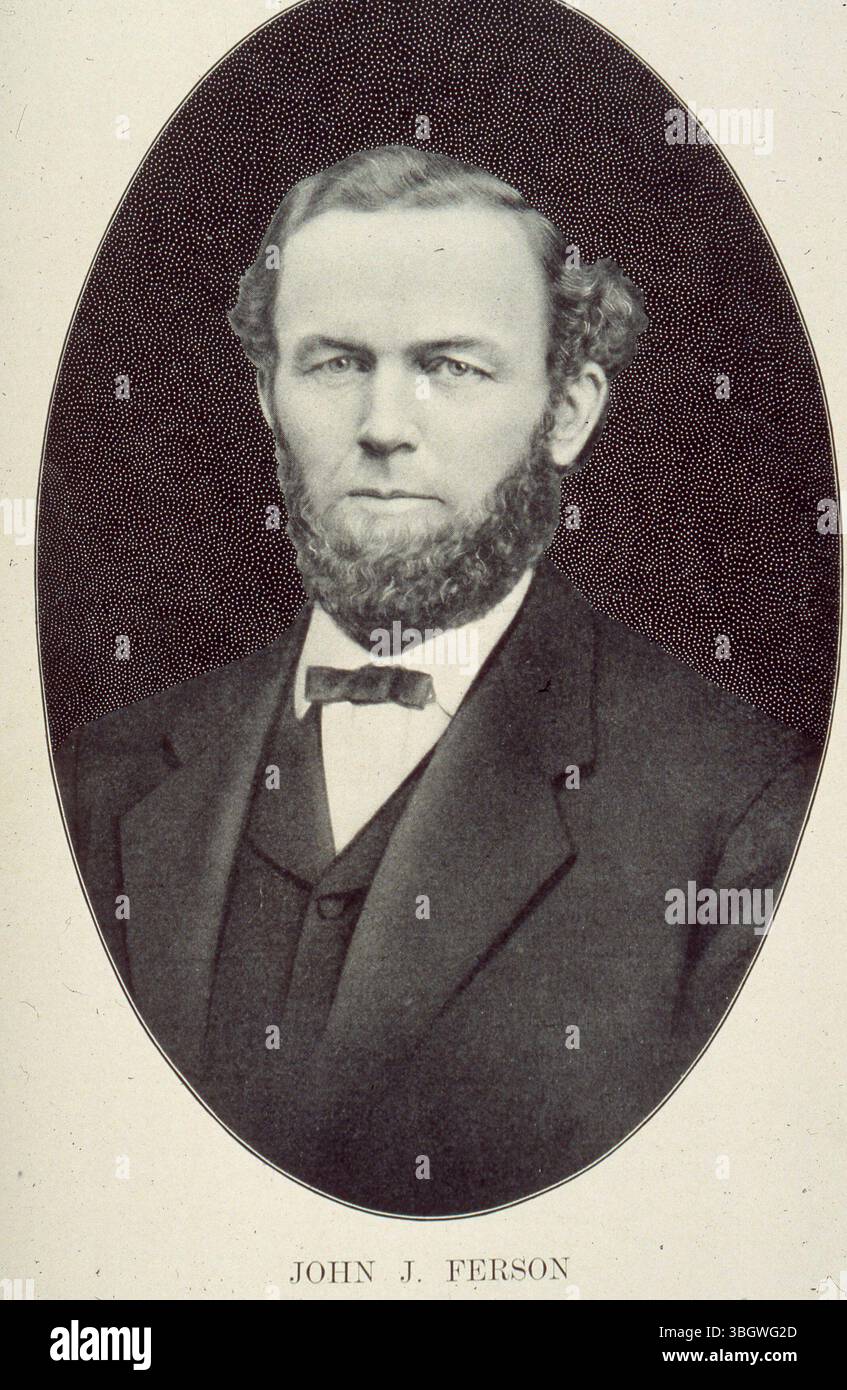 John Jameson Ferson (1829-1879), un pioniere della township di Blendon, ha co-fondato una società di produzione di carrozze per bambini nel 1860. Il suo lavoro a Columbus, Ohio, contribuì a plasmare lo sviluppo industriale della città durante il XIX secolo. Foto Stock