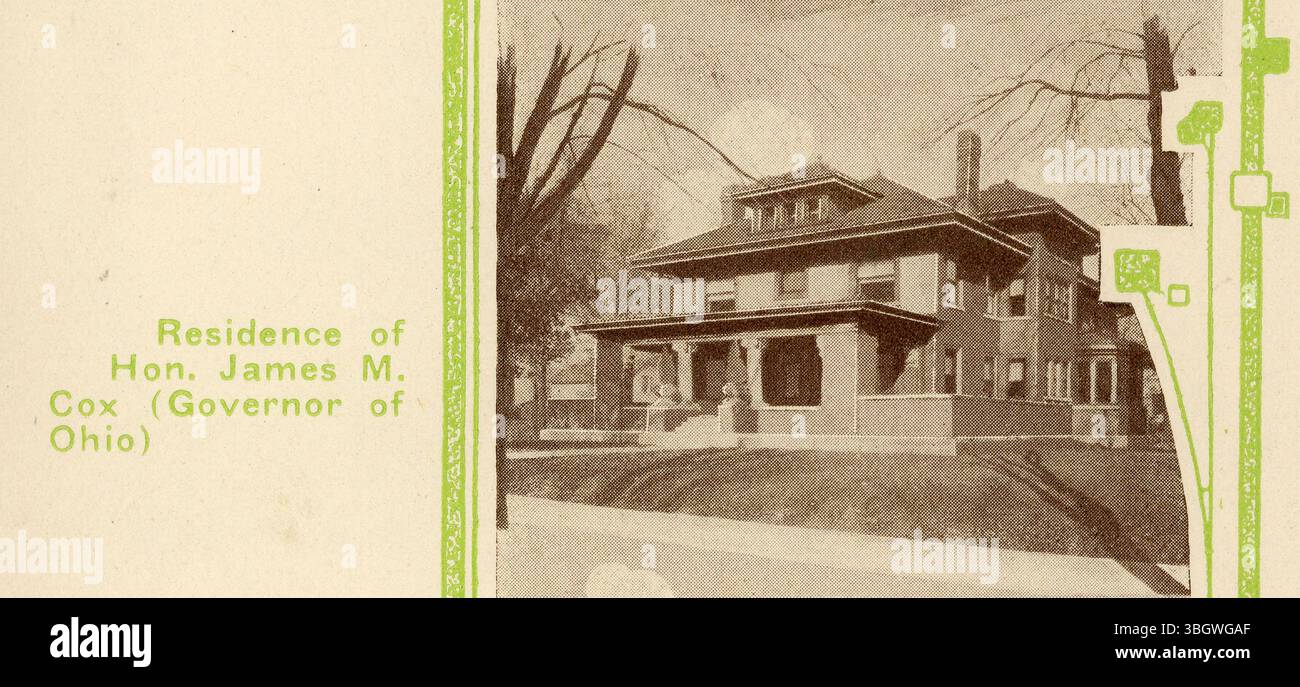 Una fotografia del 1915 della casa del governatore James M. Cox, costruita nel 1912, che servì come residenza del governatore dal 1913 al 1914. La casa fu costruita per Edward K. Stewart. Foto Stock