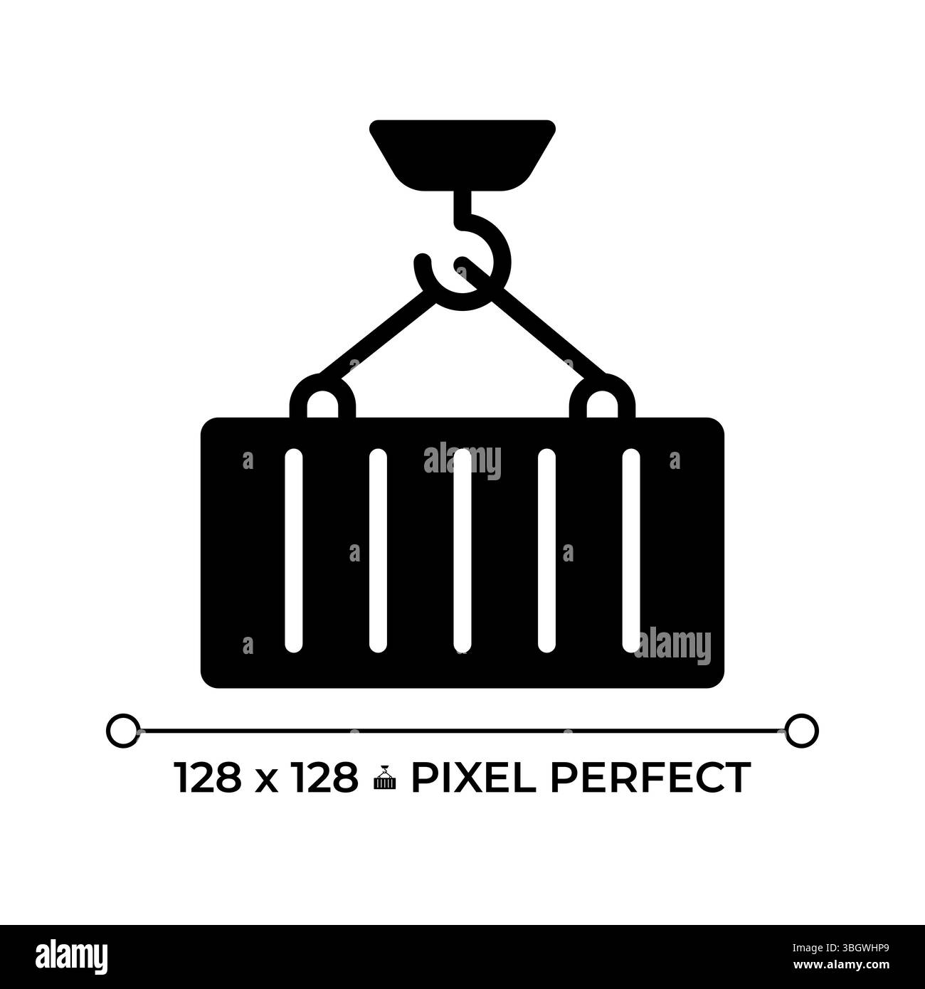 Icona solida del glifo perfetto pixel di caricamento contenitore Illustrazione Vettoriale