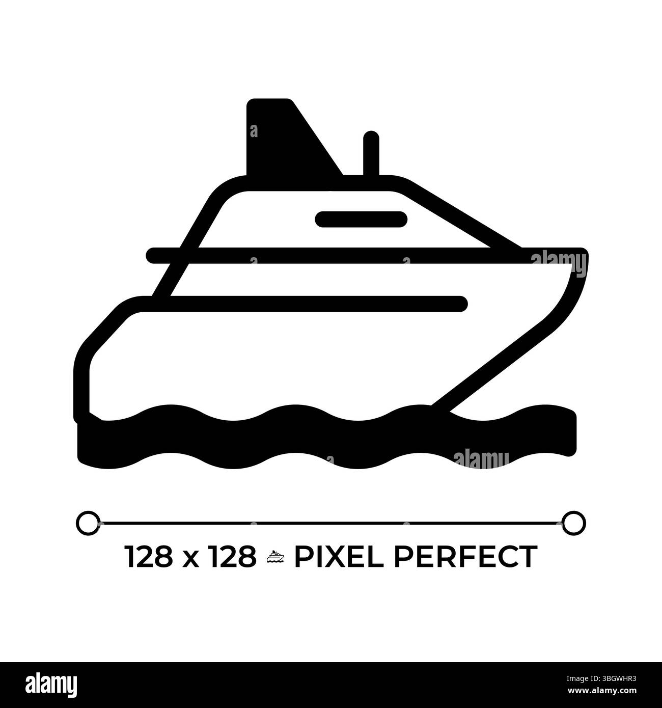 Icona solida glifo perfetto per i pixel dello yacht Illustrazione Vettoriale