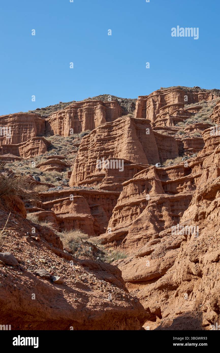 Formazioni di arenaria erosa, sfondo del canyon. Paesaggio naturale Foto Stock