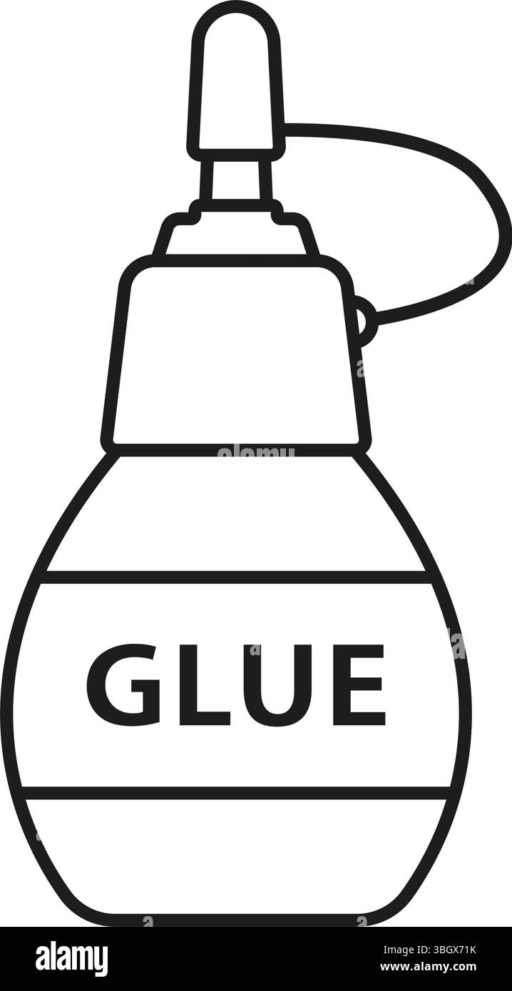 Bastoncino di colla e icona della bottiglia in stile piatto. Illustrazione vettoriale cancelleria scolastica su sfondo isolato. Concetto di business della firma degli approvvigionamenti per ufficio. Illustrazione Vettoriale