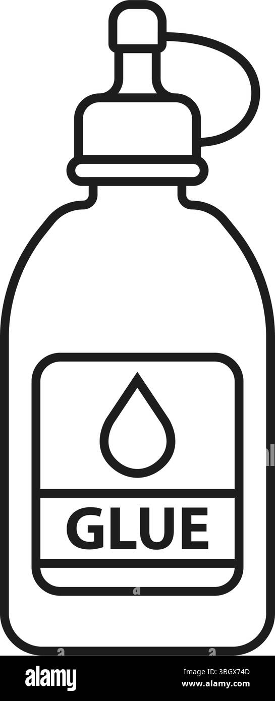 Bastoncino di colla e icona della bottiglia in stile piatto. Illustrazione vettoriale cancelleria scolastica su sfondo isolato. Concetto di business della firma degli approvvigionamenti per ufficio. Illustrazione Vettoriale
