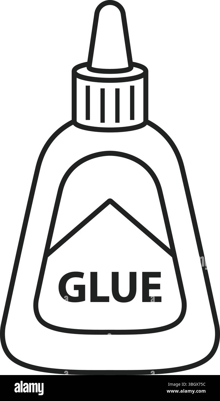 Bastoncino di colla e icona della bottiglia in stile piatto. Illustrazione vettoriale cancelleria scolastica su sfondo isolato. Concetto di business della firma degli approvvigionamenti per ufficio. Illustrazione Vettoriale