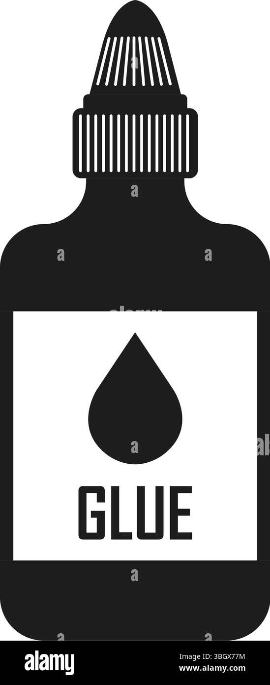 Bastoncino di colla e icona della bottiglia in stile piatto. Illustrazione vettoriale cancelleria scolastica su sfondo isolato. Concetto di business della firma degli approvvigionamenti per ufficio. Illustrazione Vettoriale