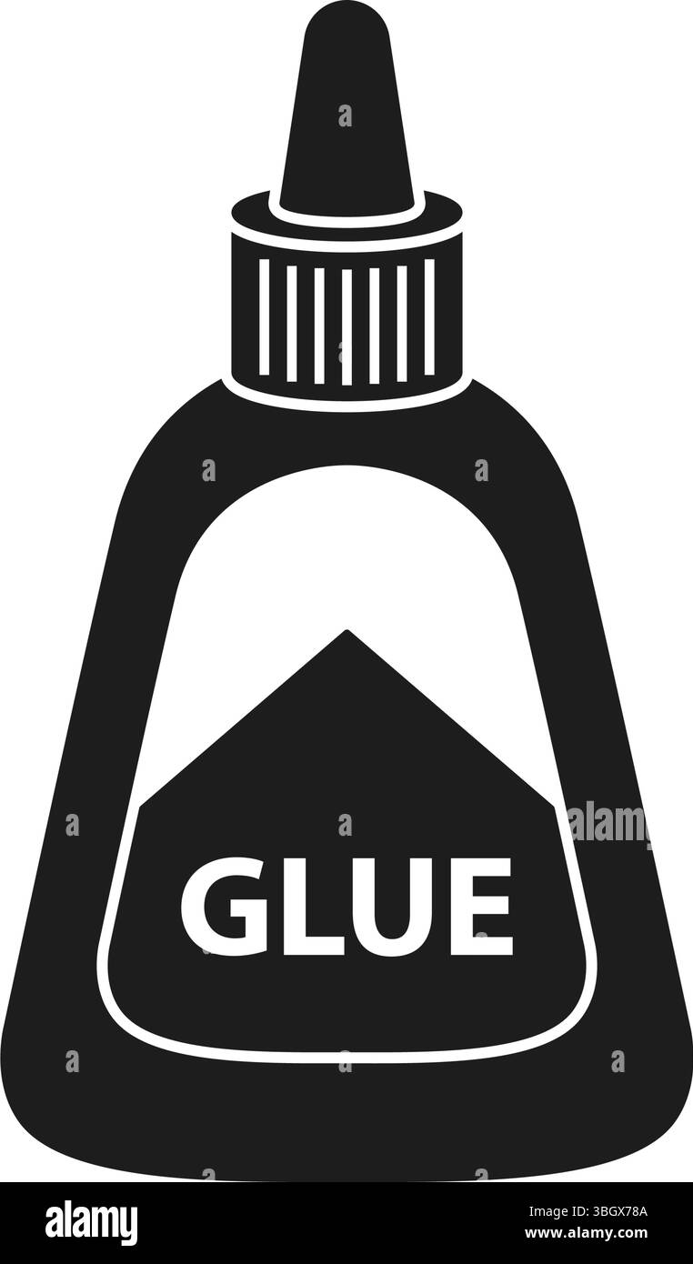 Bastoncino di colla e icona della bottiglia in stile piatto. Illustrazione vettoriale cancelleria scolastica su sfondo isolato. Concetto di business della firma degli approvvigionamenti per ufficio. Illustrazione Vettoriale