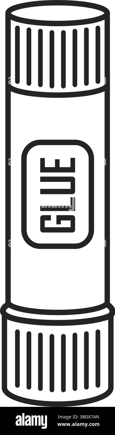 Bastoncino di colla e icona della bottiglia in stile piatto. Illustrazione vettoriale cancelleria scolastica su sfondo isolato. Concetto di business della firma degli approvvigionamenti per ufficio. Illustrazione Vettoriale