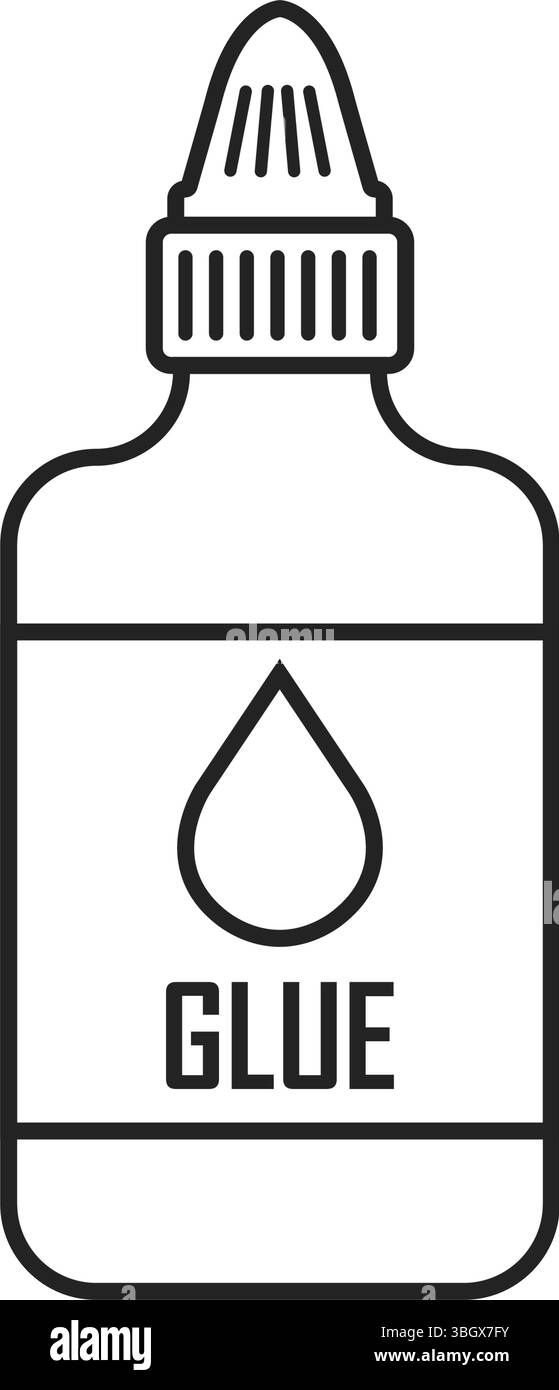 Bastoncino di colla e icona della bottiglia in stile piatto. Illustrazione vettoriale cancelleria scolastica su sfondo isolato. Concetto di business della firma degli approvvigionamenti per ufficio. Illustrazione Vettoriale