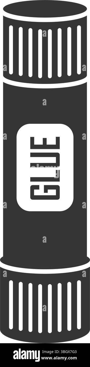 Bastoncino di colla e icona della bottiglia in stile piatto. Illustrazione vettoriale cancelleria scolastica su sfondo isolato. Concetto di business della firma degli approvvigionamenti per ufficio. Illustrazione Vettoriale