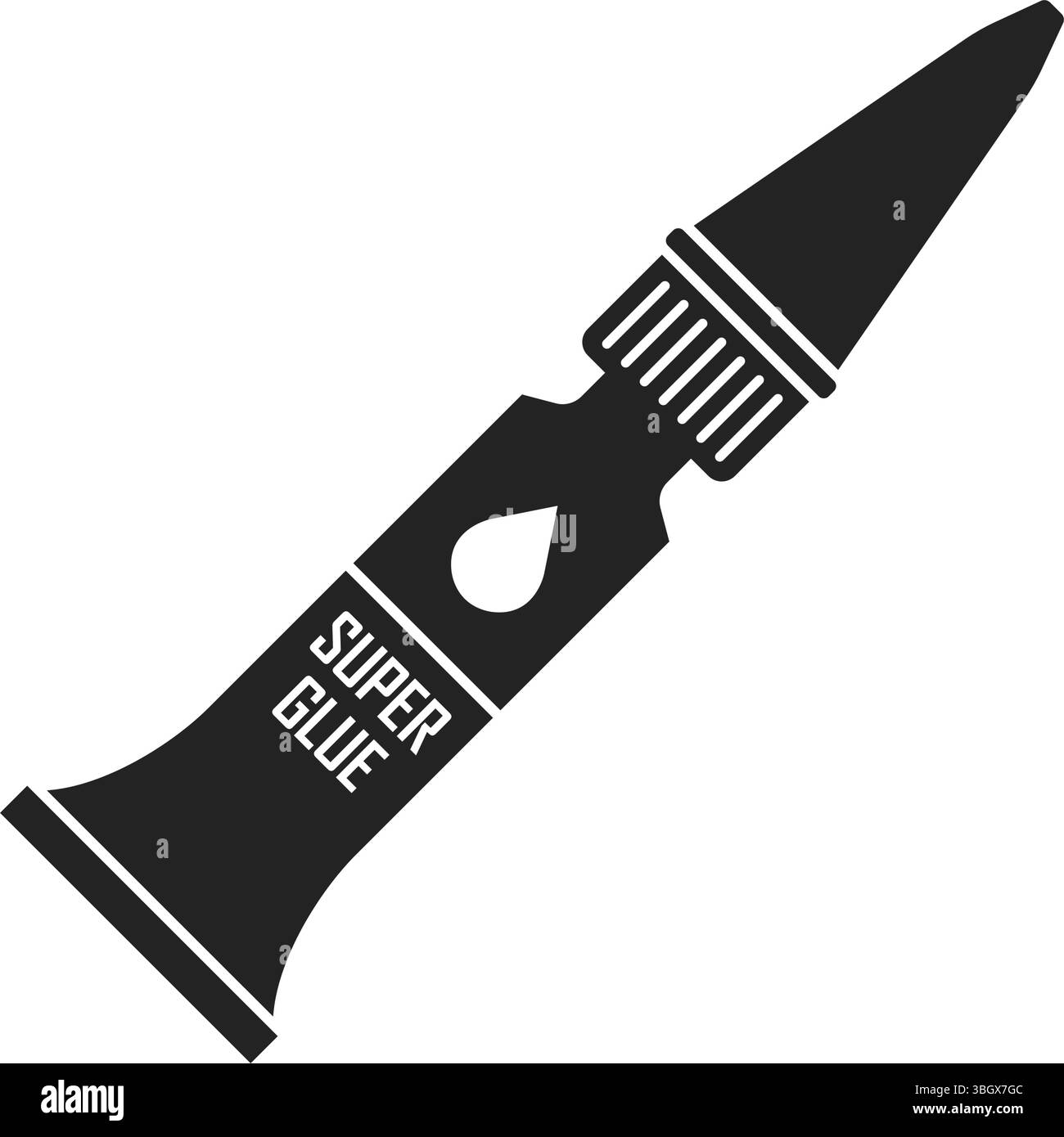 Bastoncino di colla e icona della bottiglia in stile piatto. Illustrazione vettoriale cancelleria scolastica su sfondo isolato. Concetto di business della firma degli approvvigionamenti per ufficio. Illustrazione Vettoriale