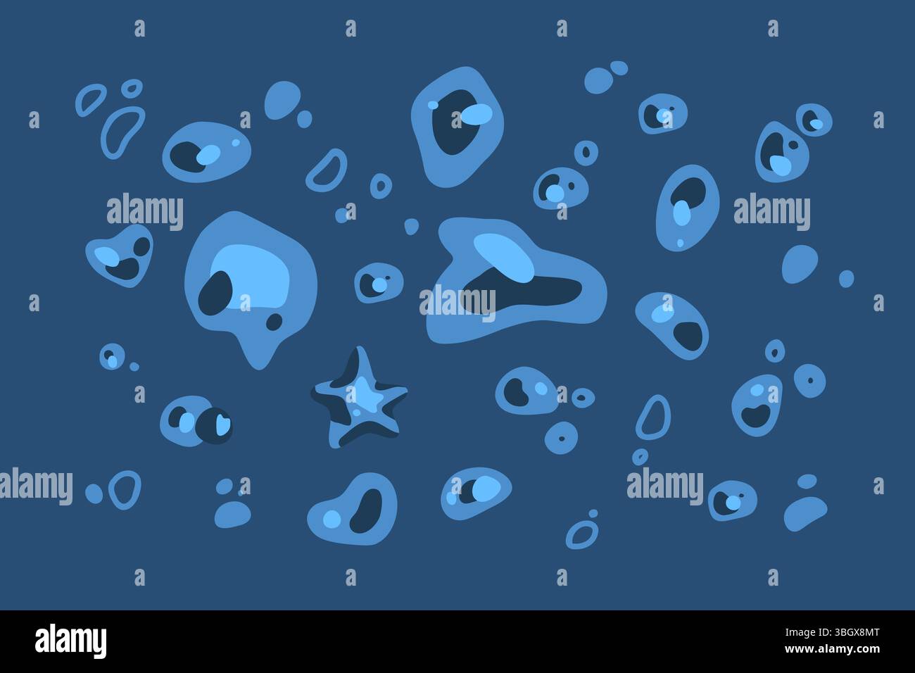 Forme astratte di spruzzi d'acqua blu Illustrazione Vettoriale