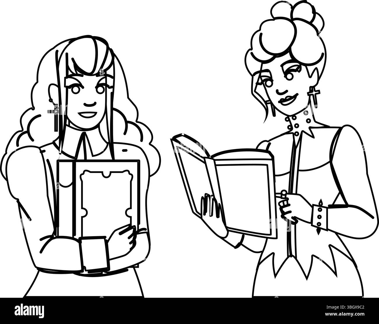 lettura misteriosa di romanzi gotici vettoriali Illustrazione Vettoriale