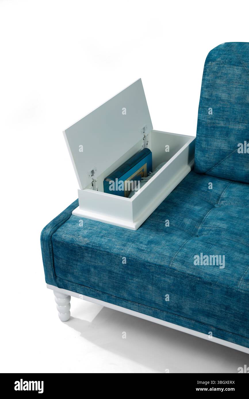 Dettagli della scatola nascosta del comodo divano moderno Foto Stock