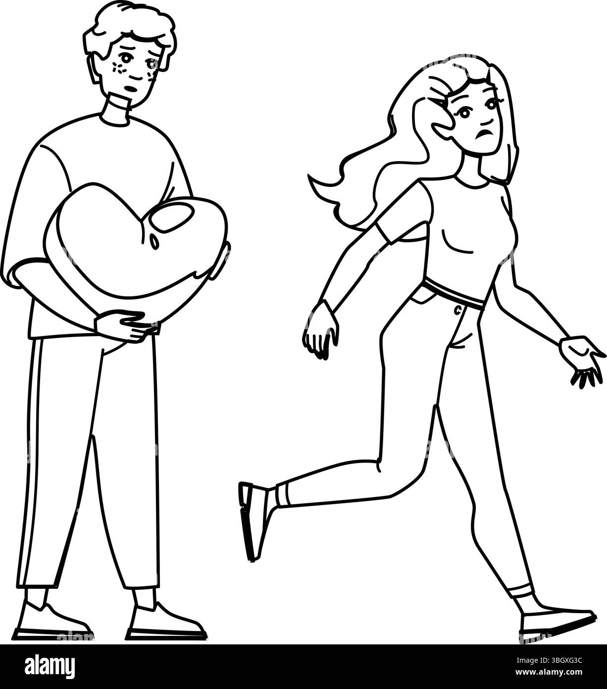 triste non corrisposto amore teen vector Illustrazione Vettoriale