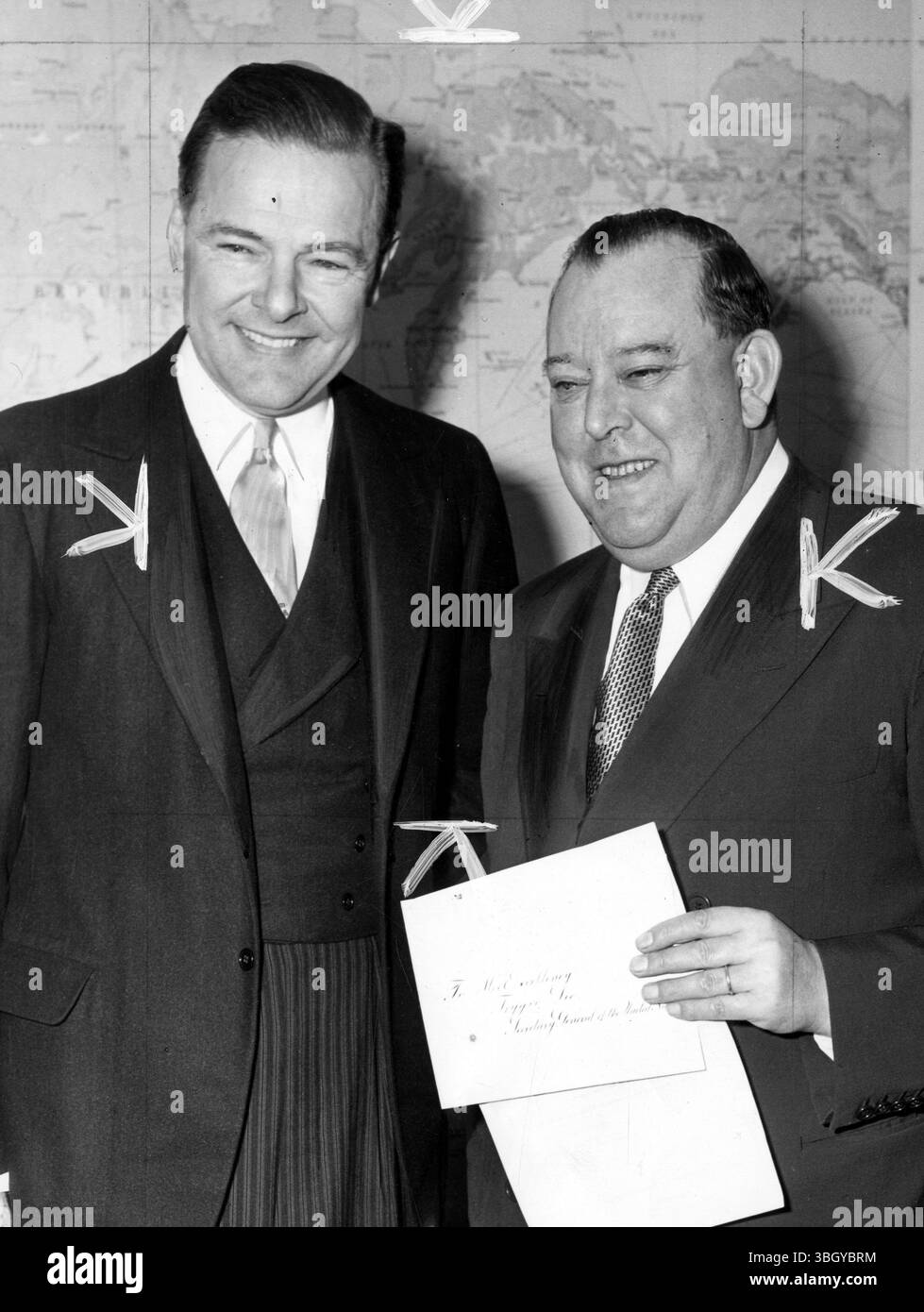 Segretario generale delle Nazioni Unite Trygve Lie (a destra). Foto Stock