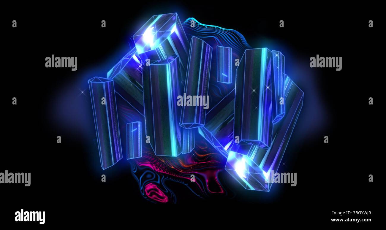 Immagine di diamanti blu su sfondo nero Foto Stock