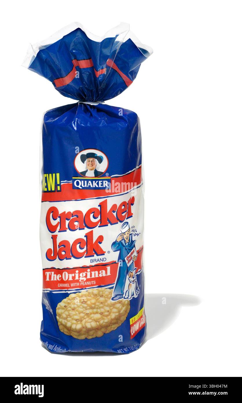 cracker jack corn cakes fotografati su sfondo bianco Foto Stock