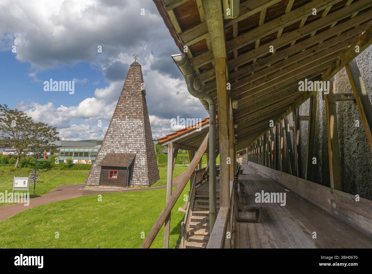 1000 anni di produzione del sale a Bad Sooden, Allendorf, quartiere di Bad Sooden, storia della città, monumento storico torre di laurea del 1638, legno c Foto Stock