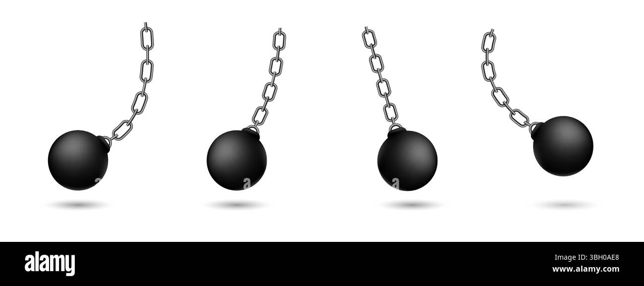 Palla da demolizione in movimento con catena metallica per concetti visivi di demolizione e costruzione Illustrazione Vettoriale