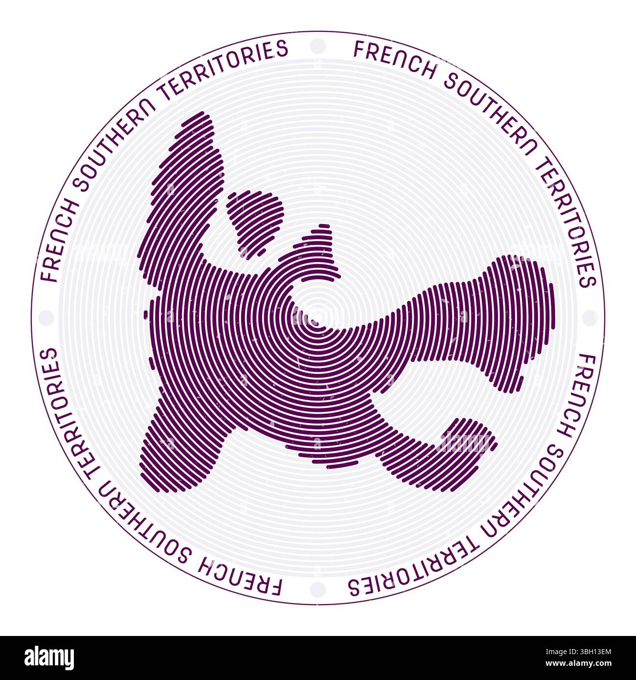 Archi radiali a forma di TAAF. Icona Country round. Poster con logo TAAF. Affascinante illustrazione vettoriale. Illustrazione Vettoriale