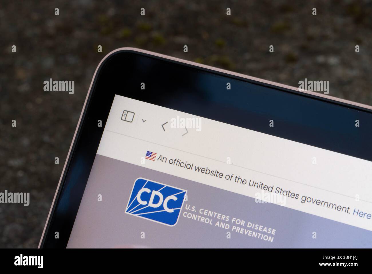 Homepage dei centri statunitensi per il controllo e la prevenzione delle malattie (CDC) si vede sullo schermo di un computer. Foto Stock