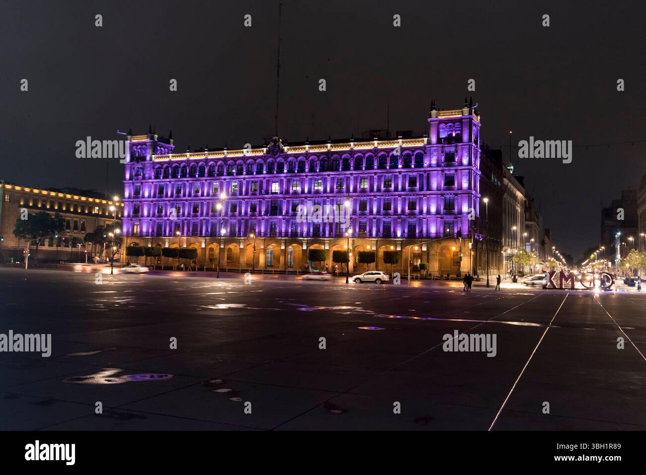 Centro di città del Messico, o Zócalo di notte. Messico Foto Stock