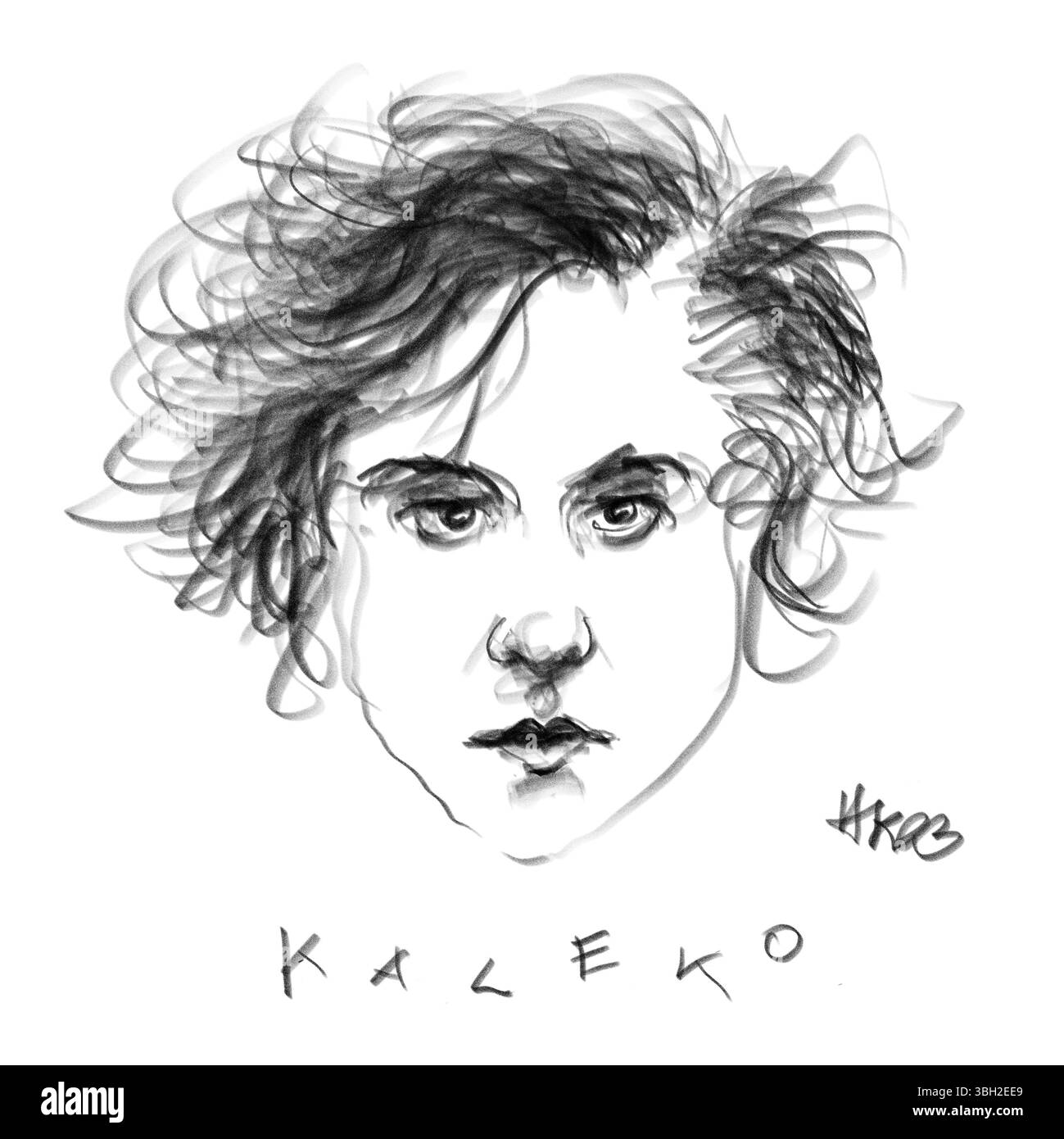 Ritratto a matita del poeta Kaléko Foto Stock