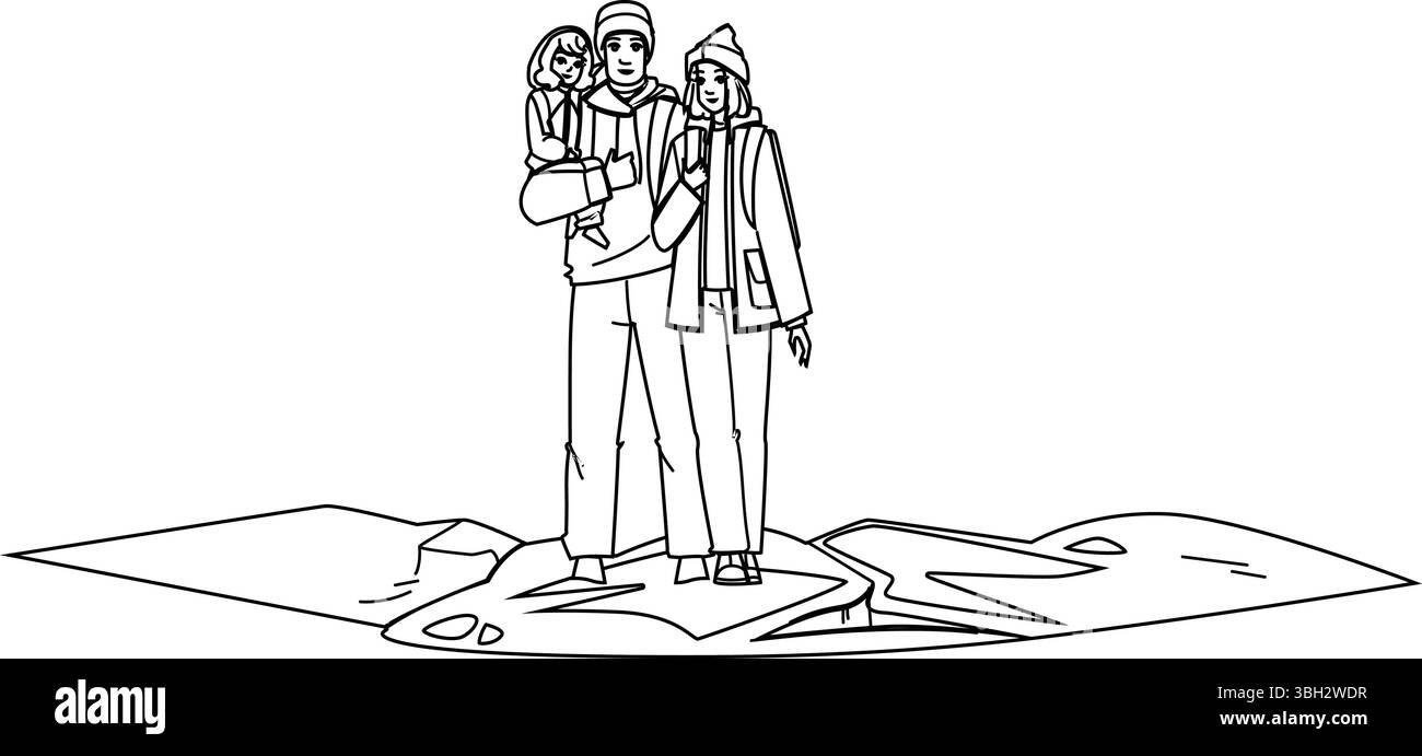 natura famiglia escursioni montagna vettore Illustrazione Vettoriale