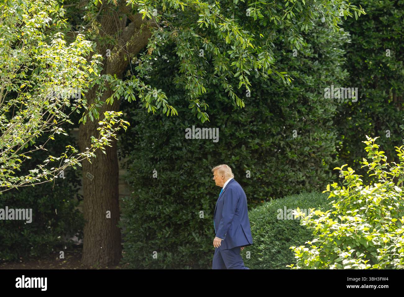 Washington, Stati Uniti. 6 giugno 2025. Il presidente degli Stati Uniti Donald Trump va a bordo di Marine One alla Casa Bianca di Washington, DC, negli Stati Uniti, il 6 giugno 2025. PER ANDARE AVANTI CON "Trump segnala una decisione imminente sul nuovo presidente della Fed" credito: HU Yousong/Xinhua/Alamy Live News Foto Stock