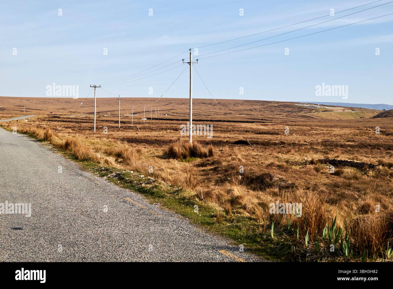 strada attraverso la foresta selvaggia bogland curraunboy contea mayo repubblica d'irlanda Foto Stock