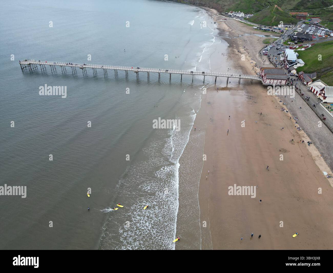 Architettura vittoriana Saltburn by the Sea victorian Pier, località turistica dello Yorkshire settentrionale Foto Stock