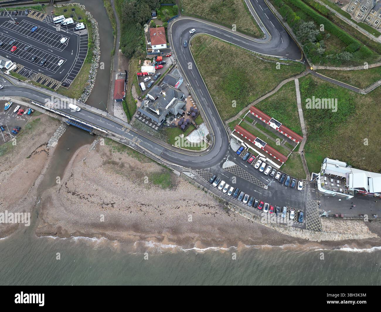 Vista aerea di Saltburn Road, Saltburn by the Sea, località balneare britannica, North Yorkshire Foto Stock