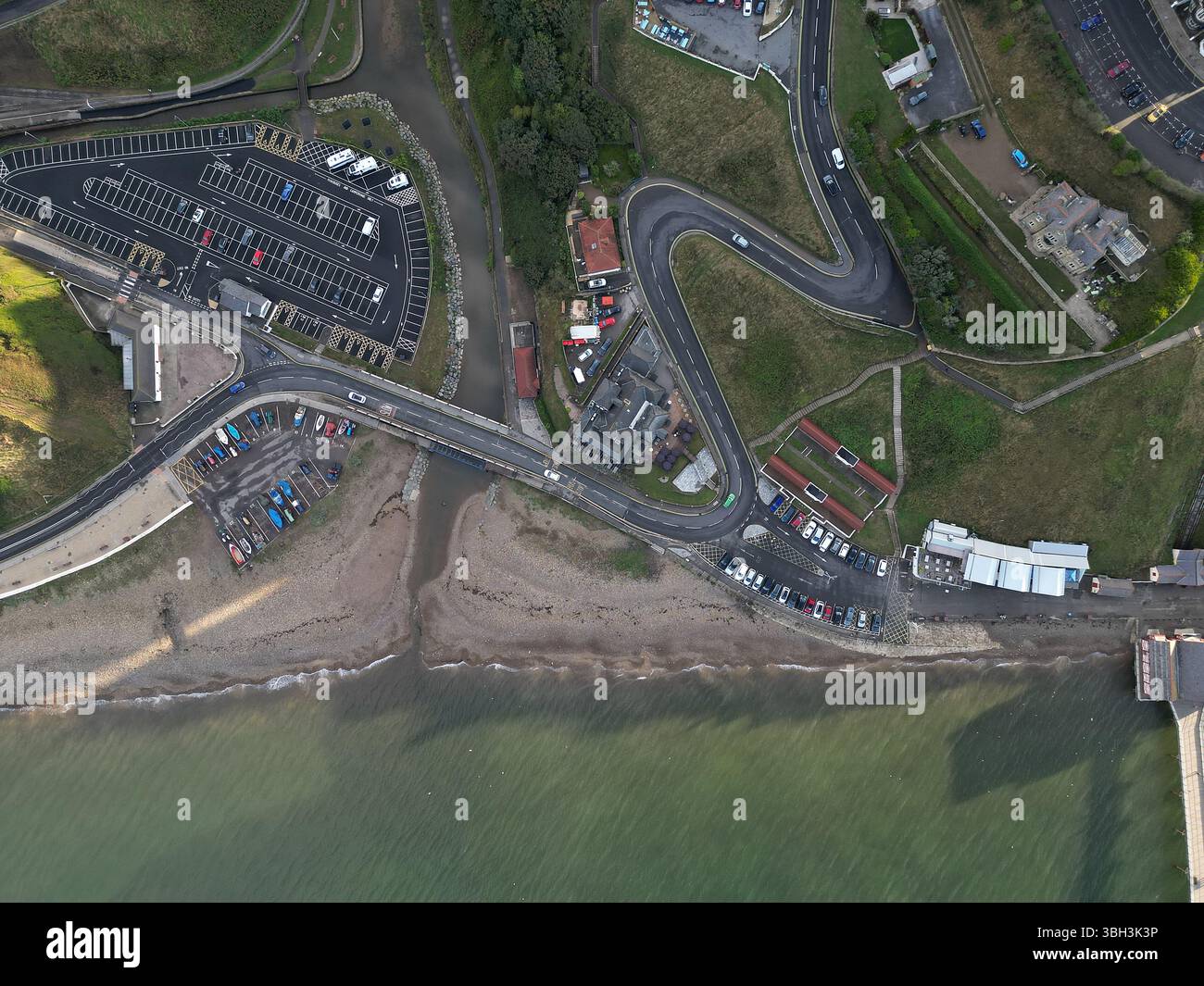 Vista aerea di Saltburn Road, Saltburn by the Sea, località balneare britannica, North Yorkshire Foto Stock