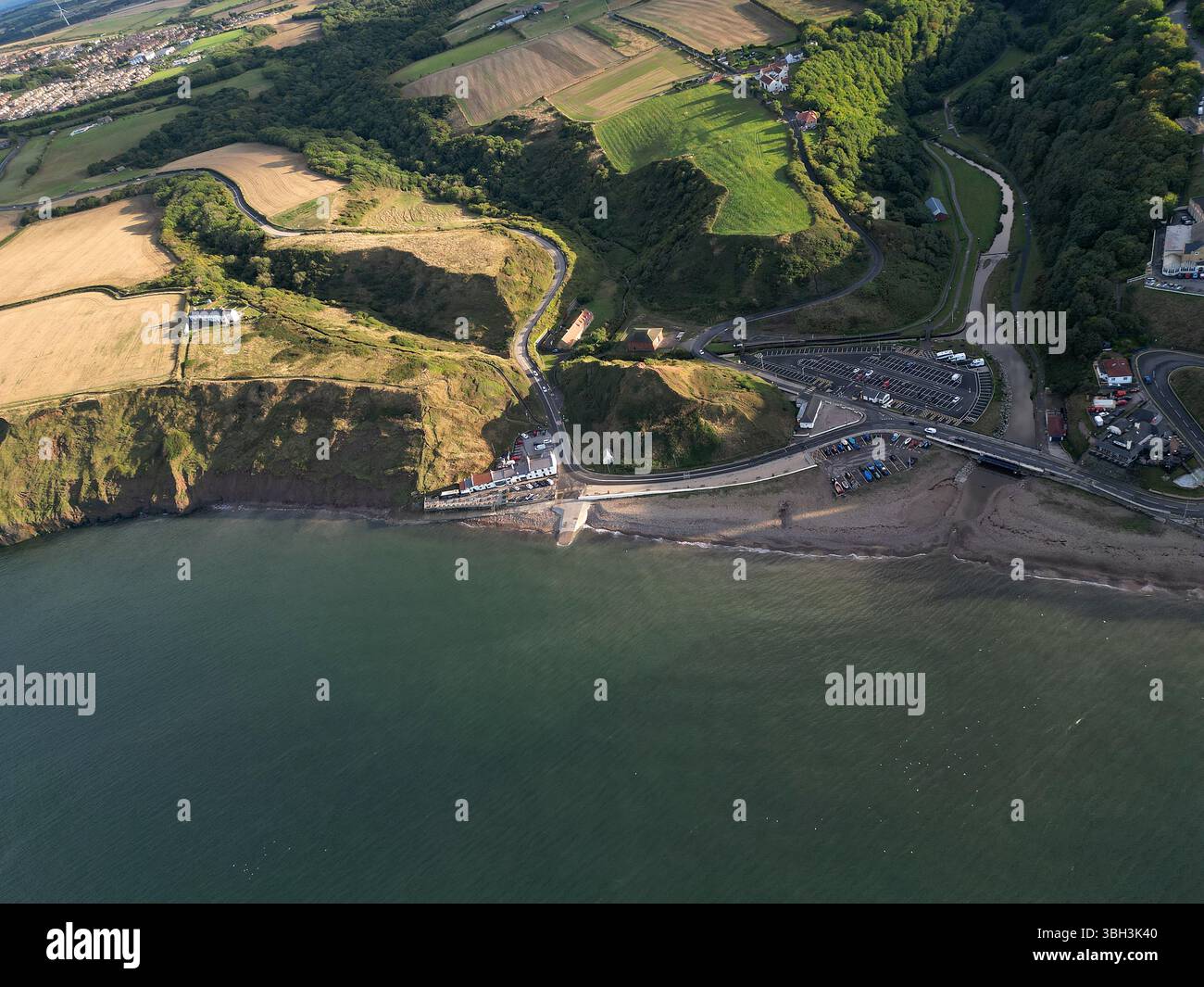 Vista aerea di Saltburn by the Sea, località balneare britannica, North Yorkshire Foto Stock