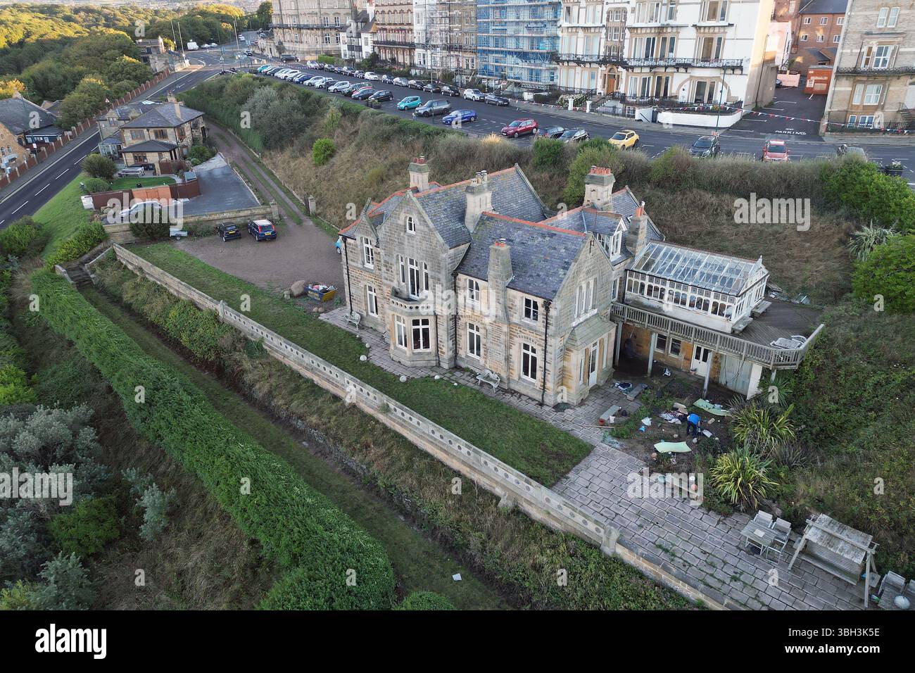 Vista aerea di Saltburn by the Sea, località balneare britannica, North Yorkshire Foto Stock