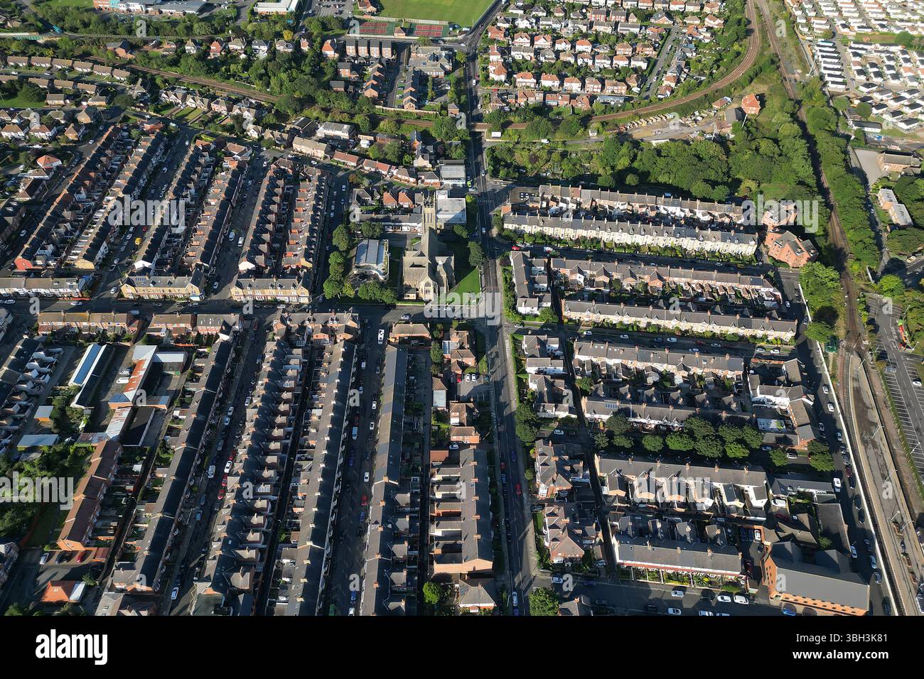 Vista aerea di Saltburn by the Sea, località balneare britannica, North Yorkshire Foto Stock