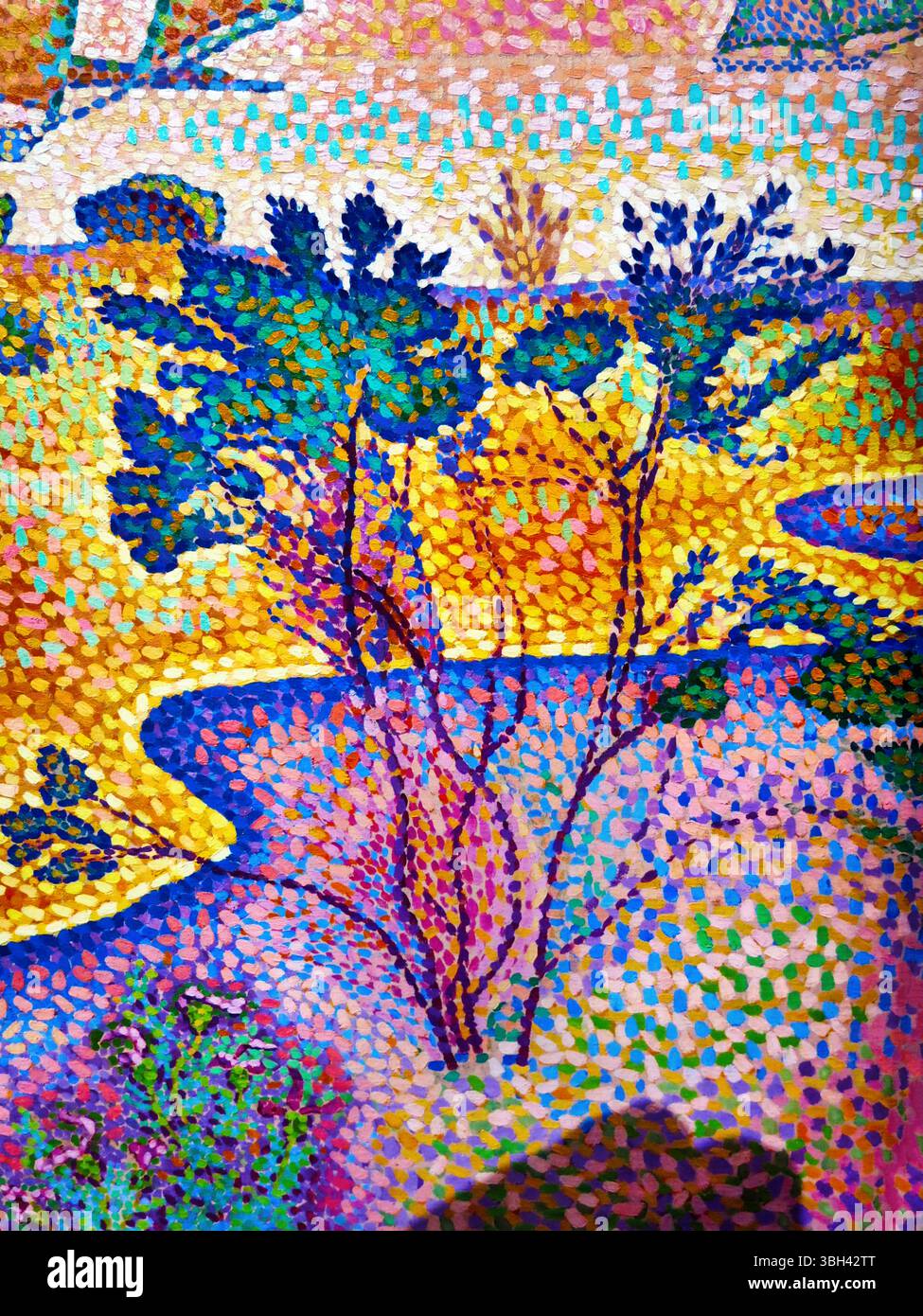 Henri-Edmond Cross l'Air du soir - Pittura paesaggistica neo-impressionista, pubblico dominio, arte francese dell'inizio del XX secolo Foto Stock
