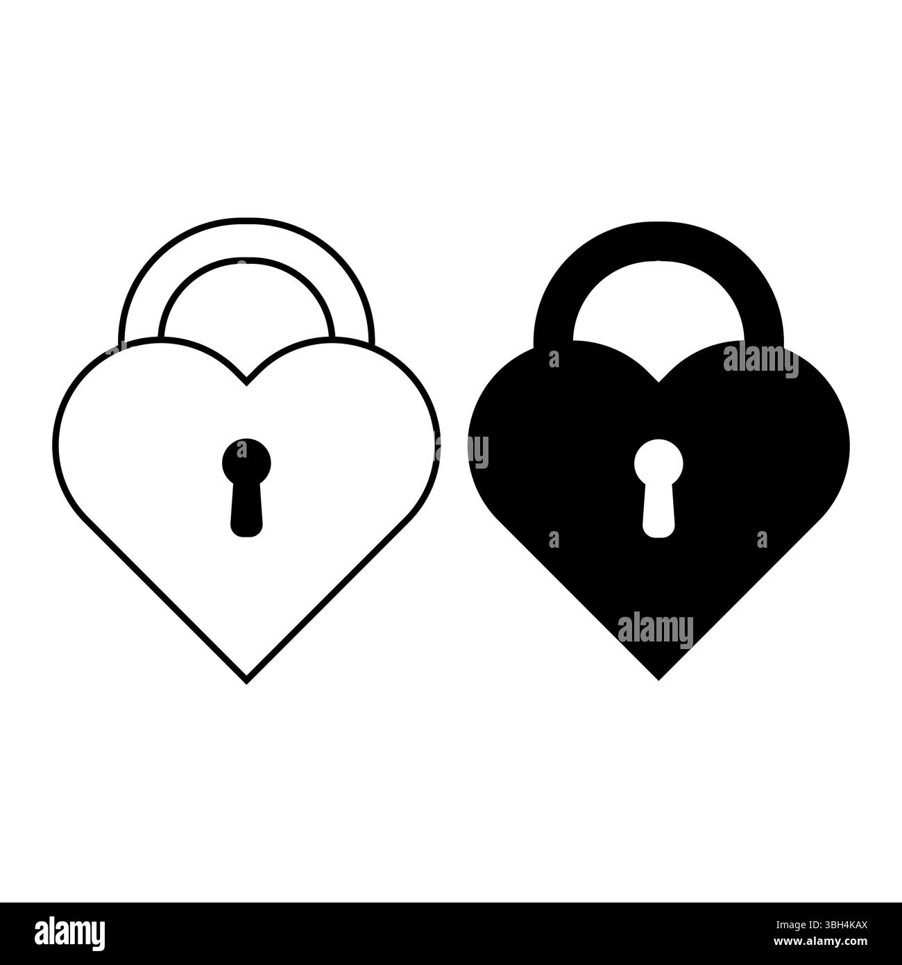 Lucchetto a forma di cuore con fori per chiave illustrazione vettoriale. L'immagine raffigura due lucchetti a forma di cuore affiancati. Illustrazione Vettoriale