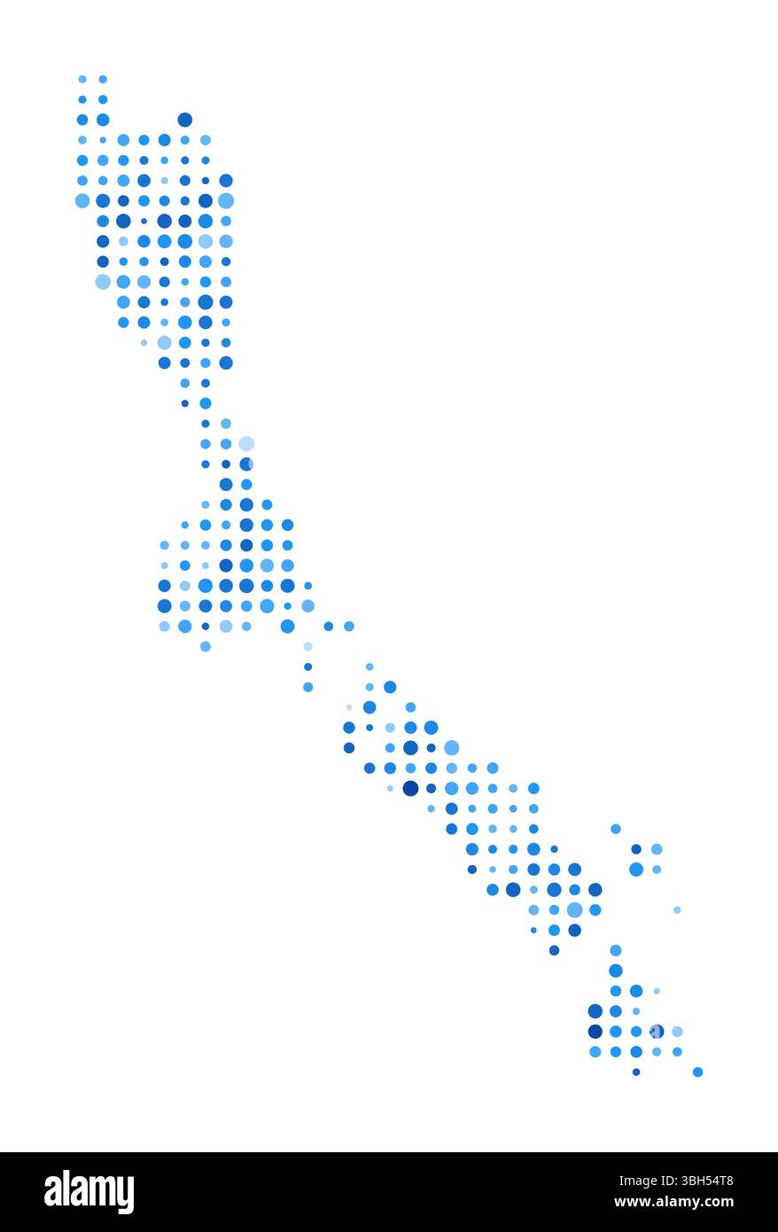 Mappa dei punti di Losinj. Forma a isola digitale. Immagine vettoriale Losinj. Punti circolari blu a forma di isola. Illustrazione vettoriale moderna. Illustrazione Vettoriale