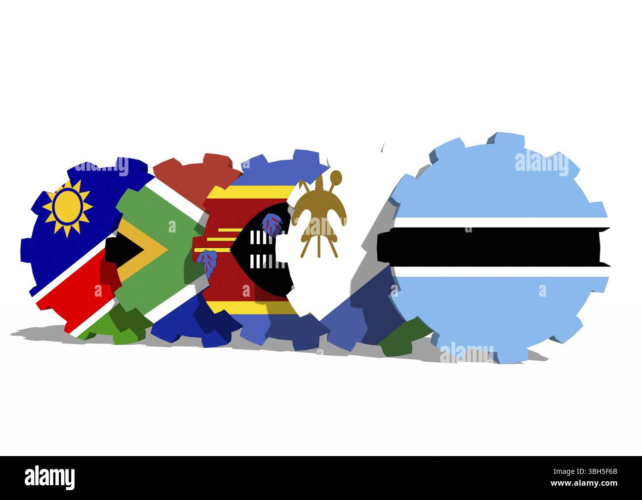 Unione doganale dell'Africa australe - l'associazione SACU di cinque membri delle economie nazionali batte in marcia Foto Stock