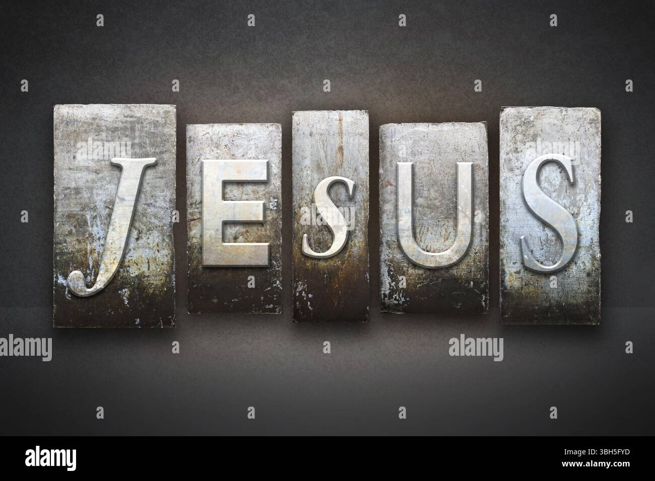 Il nome di Gesù scritto in vintage tipo di stampa in rilievo Foto Stock