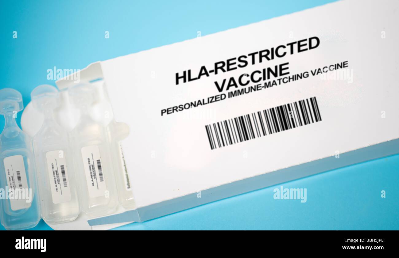 Vaccino con restrizioni HLA. Vaccino immune-matching personalizzato su misura per specifici tipi di HLA per ottimizzare la presentazione dell'antigene e le risposte immunitarie contro gli antigeni associati al tumore. Foto Stock