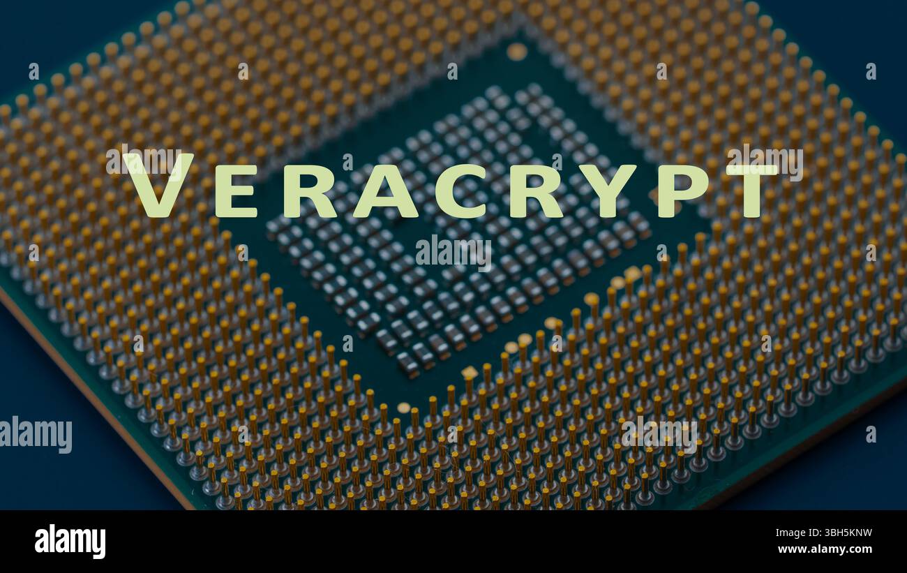 VeraCrypt. Un software di crittografia del disco open source che offre una maggiore sicurezza rispetto a TrueCrypt, utilizzato per la creazione di volumi crittografati. Foto Stock