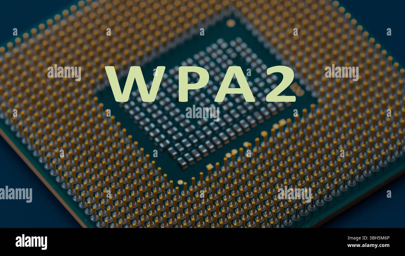 Wi-Fi Protected Access 2 (WPA2). WPA2è un protocollo di protezione per le reti Wi-Fi che utilizza. Crittografia AES per proteggere la comunicazione wireless. Foto Stock